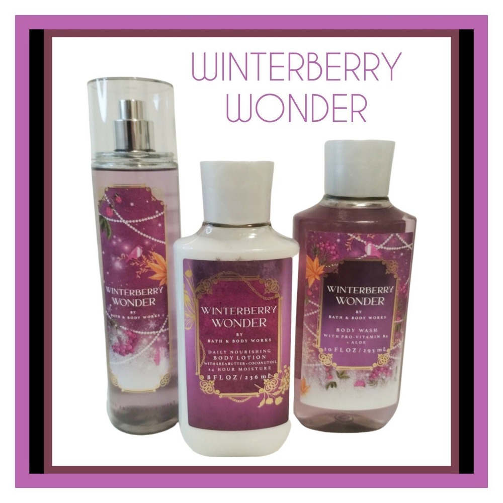 3 Bath and Body Works WINTERBERRY‎ WONDER body mist, body wash, & body Lotion